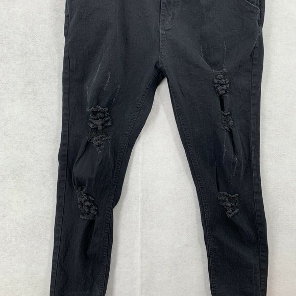 Women's Distressed Skinny Overalls - Picture 6 of 10